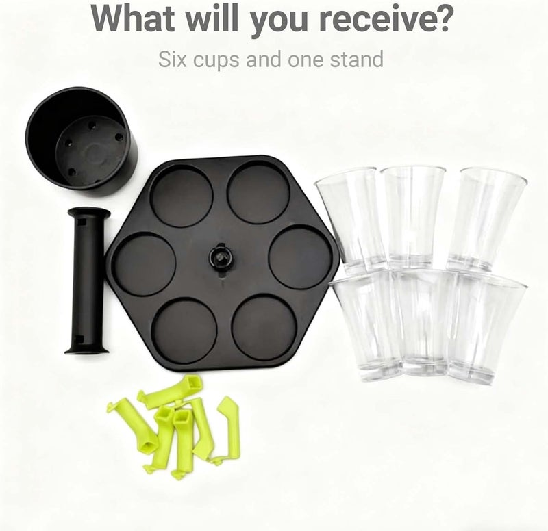 TSKVT Store Creative 6 Shot Glass Dispenser And Holder, Shots Game Accessories, Fair Pouring Dispenser, Glass Tray Set, No One Can Raise Fish Now (with 6 cups) - Image 3